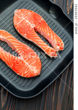 Fresh Raw Salmon Red Fish Steak 26965682