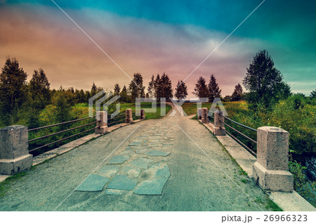 Bridge over river at sunset light Bridge over river at sunset light 26966323