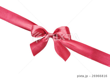 Red silk bow on the ribbon on a white background 26966816