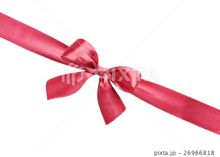 Red silk bow on the ribbon on a white background 26966818