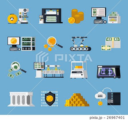 Money Manufacturing Icons Setのイラスト素材 26967401 Pixta