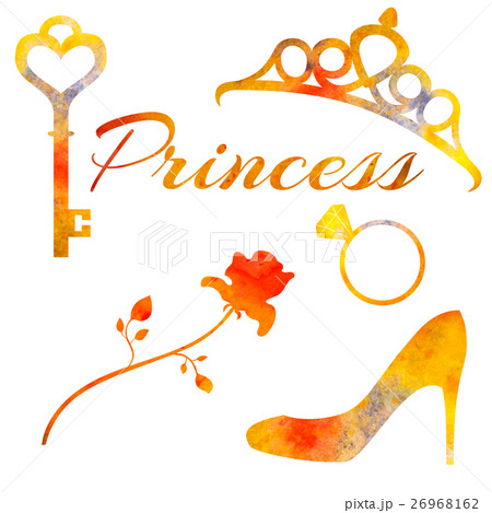 Set of watercolor elements princess. Rose, diadem 26968162