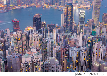 Aerial view Hong Kong central business district Aerial view Hong Kong central business district 26971635