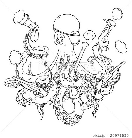 Angry pirate-octopus with a firearm in hand 26971636