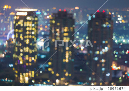 Night city building blurred lights 26971674