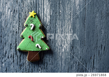 christmas cookie in the shape of a christmas tree 26971868