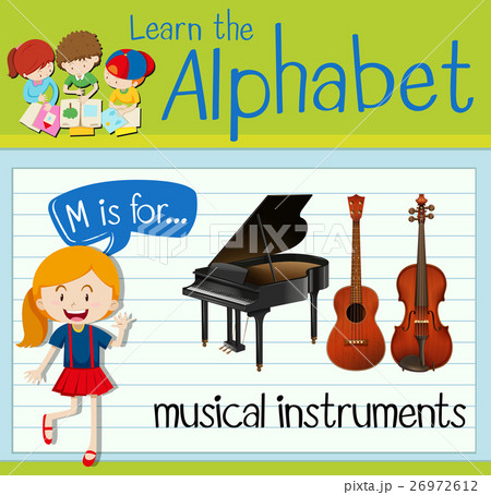 Flashcard letter M is for musical instruments 26972612