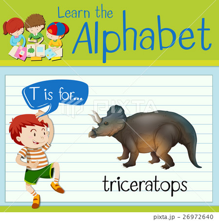 Flashcard letter T is for triceratops 26972640