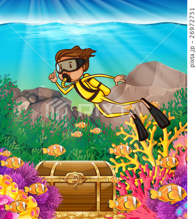 Man scuba diving under the ocean Man scuba diving under the ocean 26972751
