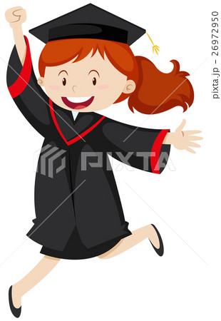 Happy woman in graduation gown Happy woman in graduation gown 26972950