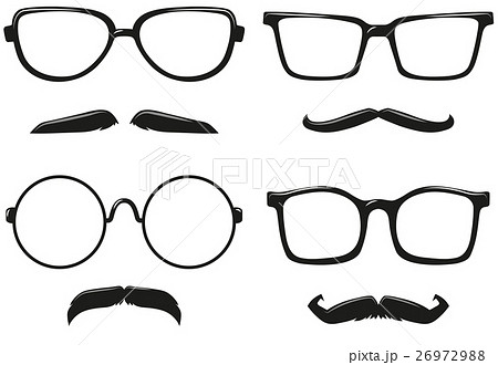 Different Styles Of Eyeglasses And Mustachesのイラスト素材