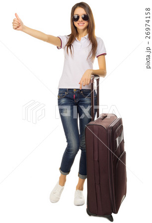 Young traveling girl isolated Young traveling girl isolated 26974158