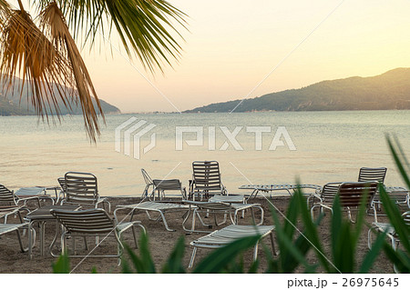 Chairs and bed on beach of Marmaris Chairs and bed on beach of Marmaris 26975645