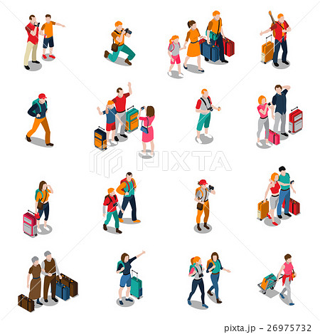 Travel People Isometric Iconsのイラスト素材