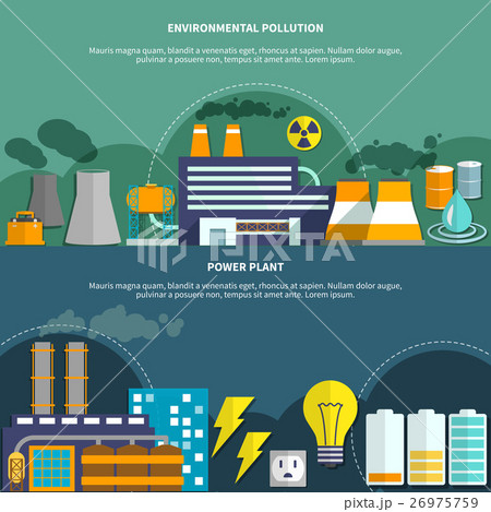 Environmemtal pollution and power plant banner 26975759