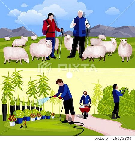 Farmers Gardeners 2 Horizontal Flat Banners Set 26975804