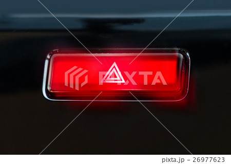 pushed red warning button with triangle pictogram pushed red warning button with triangle pictogram 26977623