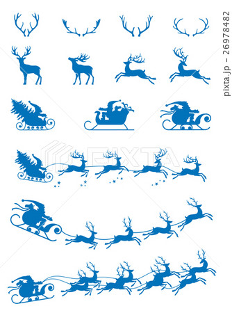 Santa Claus silhouette riding a sleigh with deers. 26978482