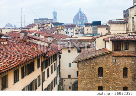 above view of wet houses in Florence town in rain above view of wet houses in Florence town in rain 26983353
