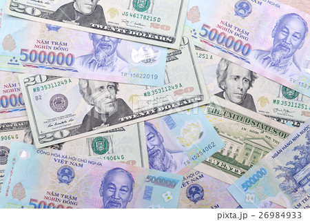 Vietnam and US dollar currency Vietnam and US dollar currency 26984933