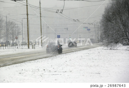 snowstorm in city snowstorm in city 26987643