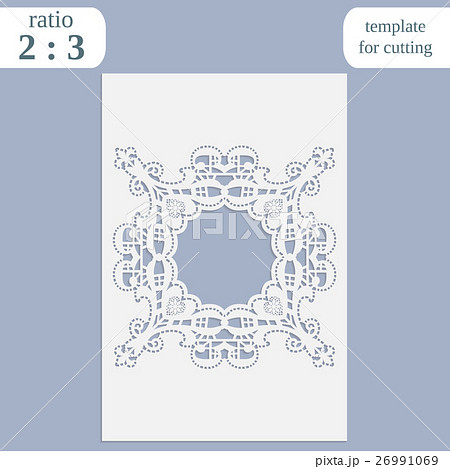 Paper openwork greeting card, template for cutting Paper openwork greeting card, template for cutting 26991069
