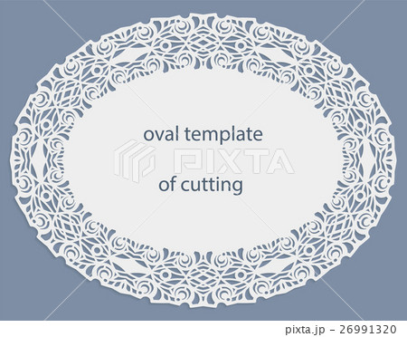 Greeting  card  oval border, paper doily  26991320