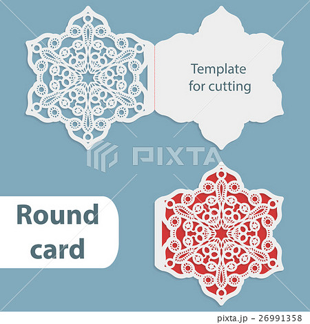 Laser cut wedding round card template Laser cut wedding round card template 26991358