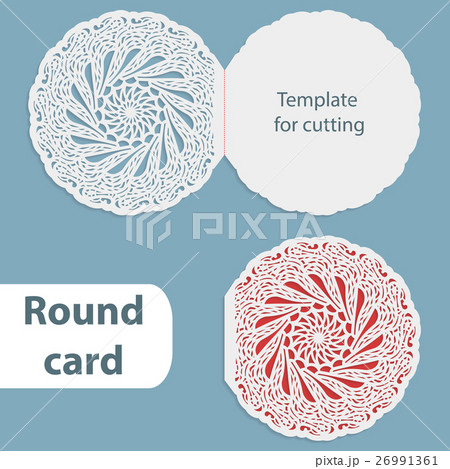 Laser cut wedding round card template 26991361