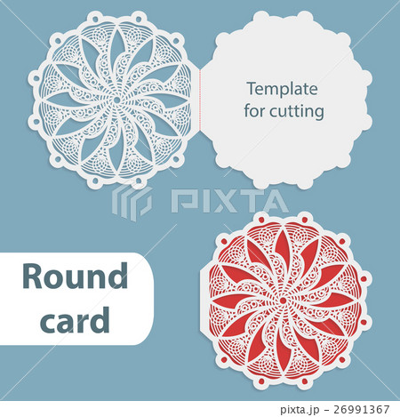 Laser cut wedding round card template 26991367