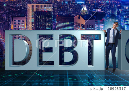 Businessman in debt business concept 26993517