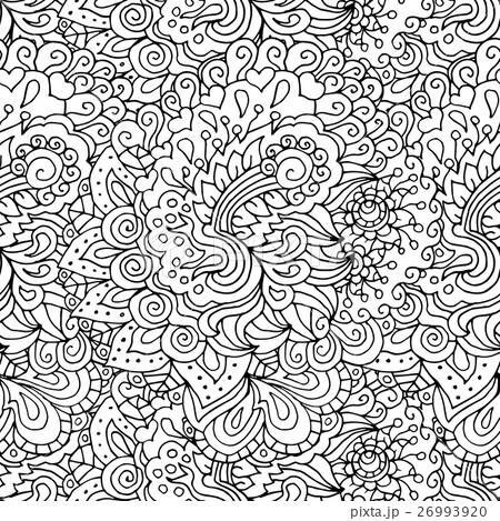 Doodle style floral garden seamless pattern 26993920