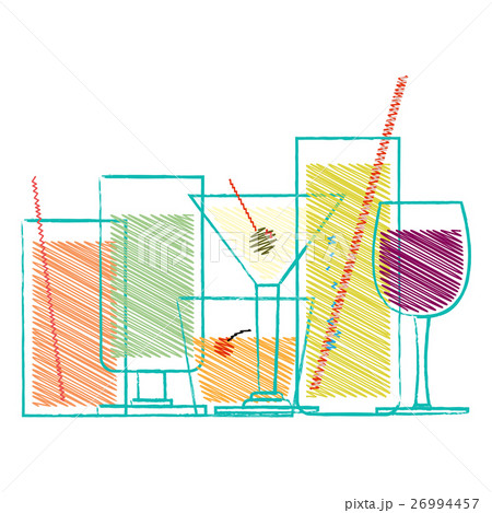 Alcohol drinks and cocktails in glasses 26994457