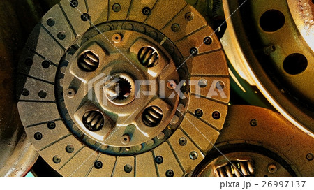 Orange painted automobile engine part 26997137