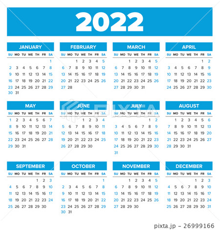 カレンダー2022 Simple 2022 year calendar - Stock Illustration [26999166] - PIXTA