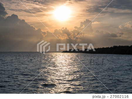 Sunlight shining sea at sunset 27002116