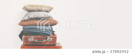 Vintage Ancient Suitcase Pillow Plaid Stack Tower 27002452