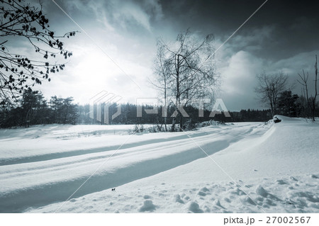 Winter Landscape. Street - Road Covered with Snow. Winter Landscape. Street - Road Covered with Snow. 27002567