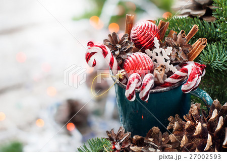 Holiday Composition Christmas Gift Red Ball Toys Holiday Composition Christmas Gift Red Ball Toys 27002593