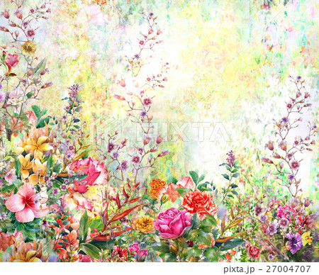 Abstract flowers watercolor painting. Spring Abstract flowers watercolor painting. Spring 27004707