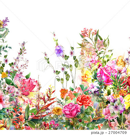 Abstract flowers watercolor painting. Spring Abstract flowers watercolor painting. Spring 27004709