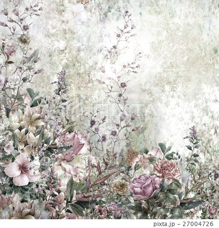 Abstract flowers watercolor painting. Spring 27004726