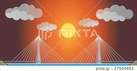 Two cable suspension Bridge with Nature  Landscape 27004803