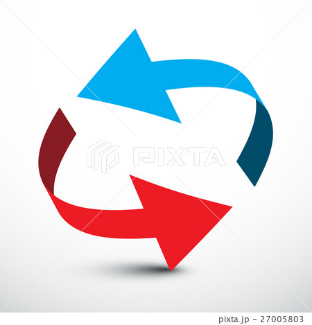 Arrow. Vector Red and Blue Arrows in Circle Set. 27005803