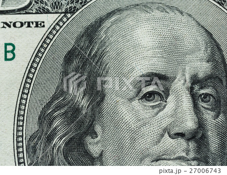 Benjamin Franklin's portrait on one hundred dollar 27006743