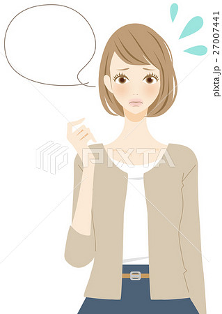 慌てる女性 謝るのイラスト素材