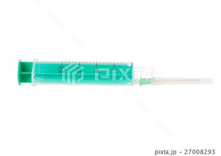 Green plastic syringe. Green plastic syringe. 27008293