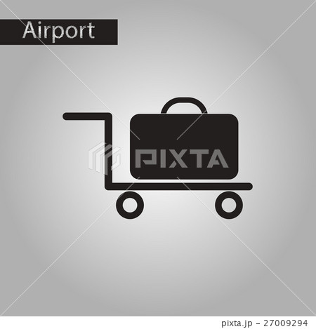 black and white style icon suitcase on trolley 27009294