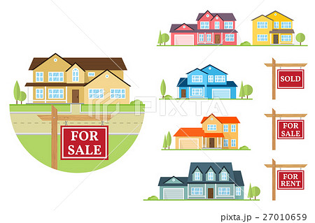 Vector flat icon suburban american house. 27010659