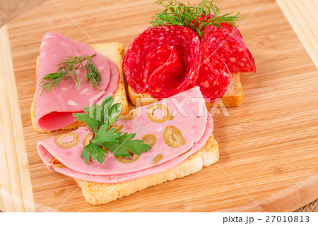 Sandwiches with salami and mortadella Sandwiches with salami and mortadella 27010813